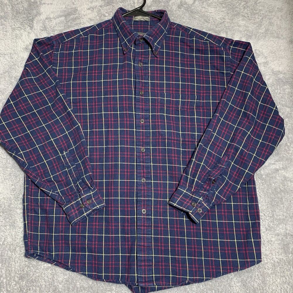 Van Heusen Men's Casual Shirt Large 16-16 1/2 Long Sleeve Button-Down Blue Plaid
